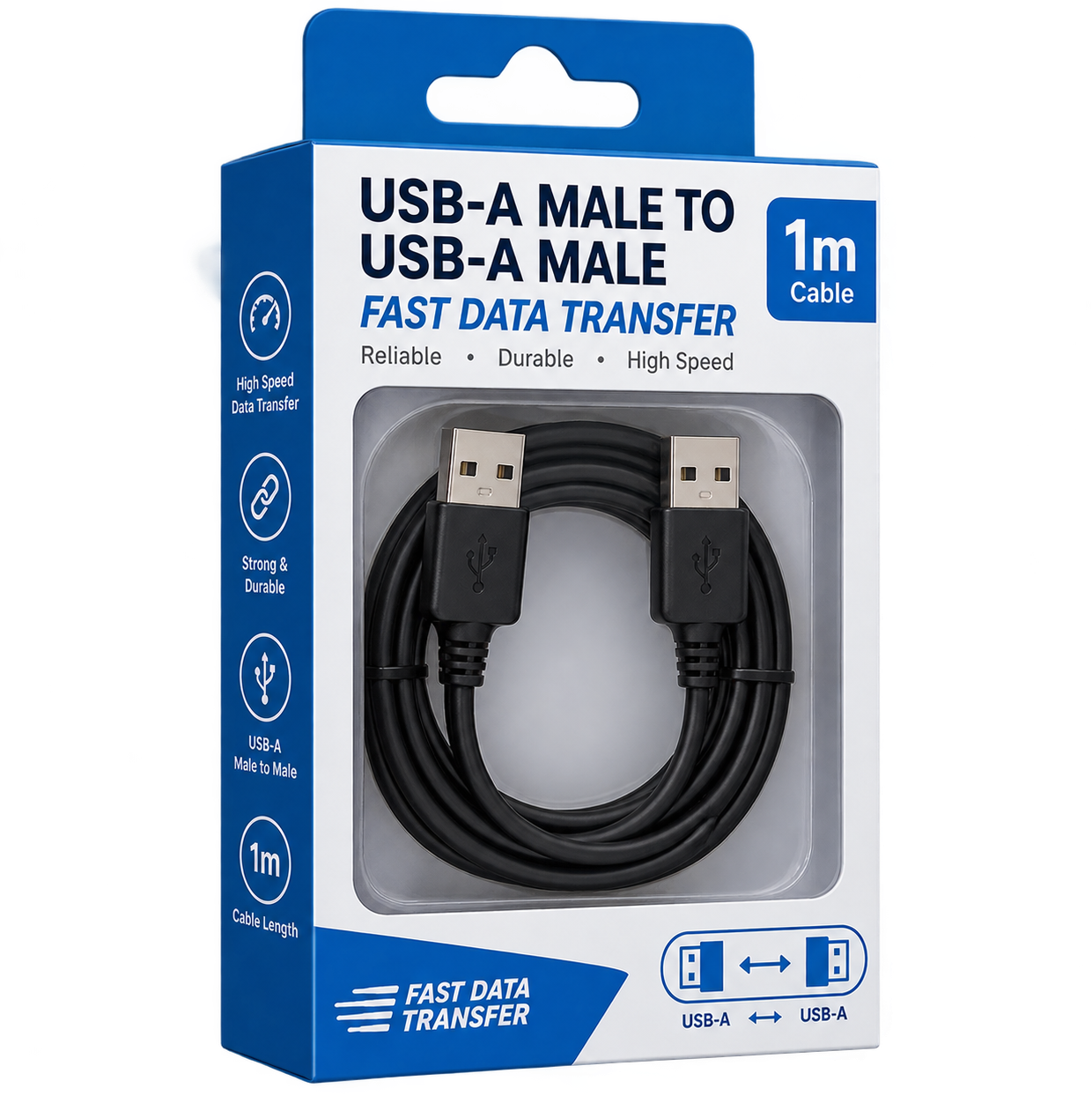 USB-A MALE TO USB-A MALE FAST DATA TRANFER 1m cable