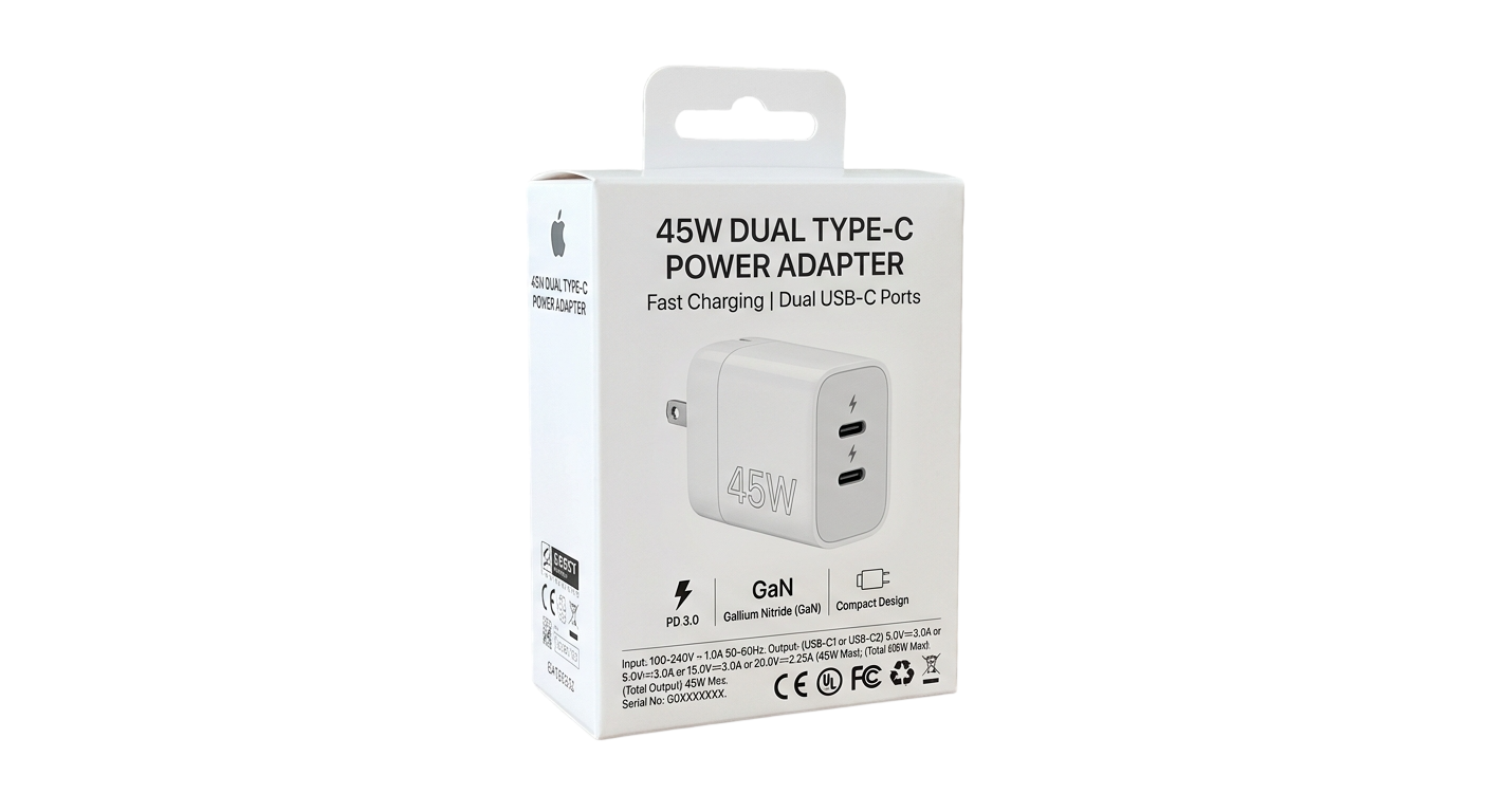 45 W POWER ADOPTER DUAL TYPE - C ports Fast  Charging